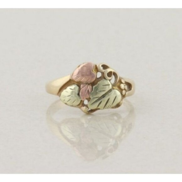 10k Yellow Gold Black Hills Gold Leaf Ring Size 7 - Picture 1 of 9